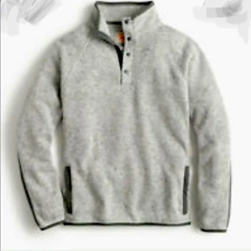 J. Crew Sweater fleece buttoned mockneck pullover-size M